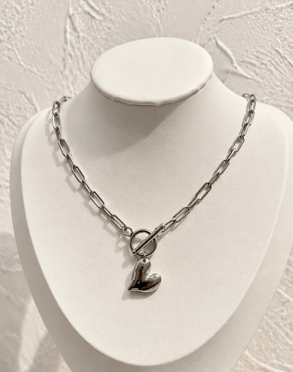COLLAR ACERO PLATEADO - CORAZÓN #116, foto 1 de 3