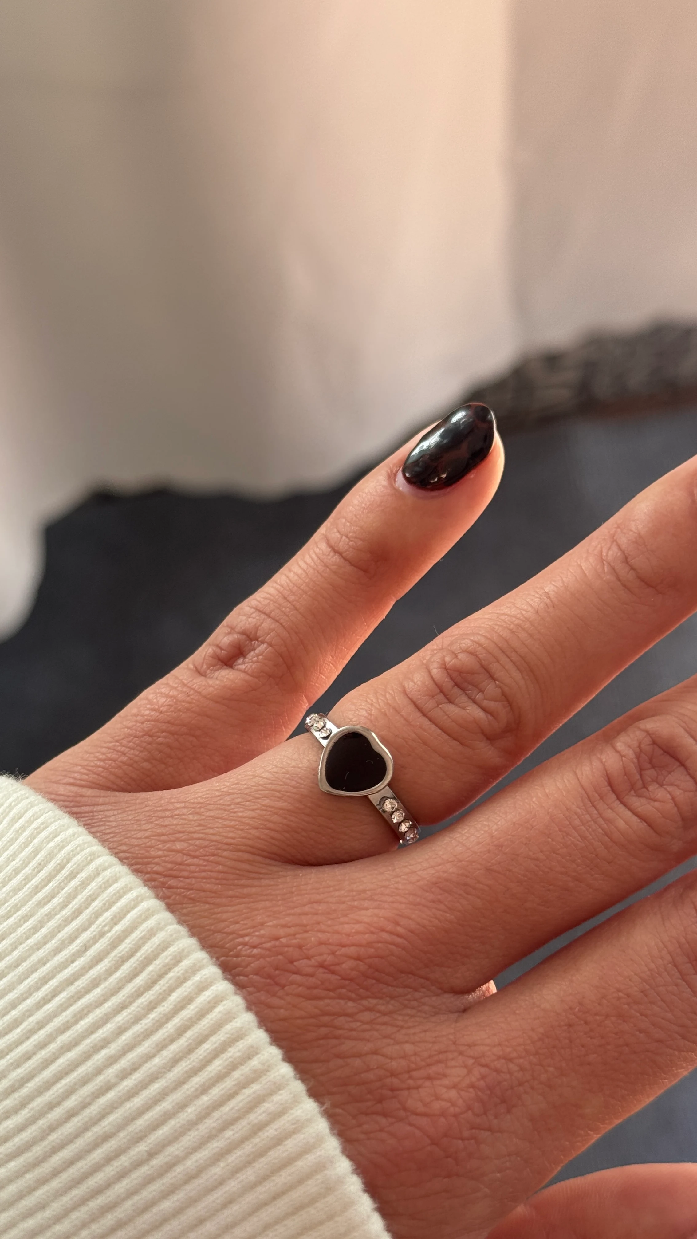 ANILLO ACERO - CORAZÓN NEGRO #041, foto 1 de 4
