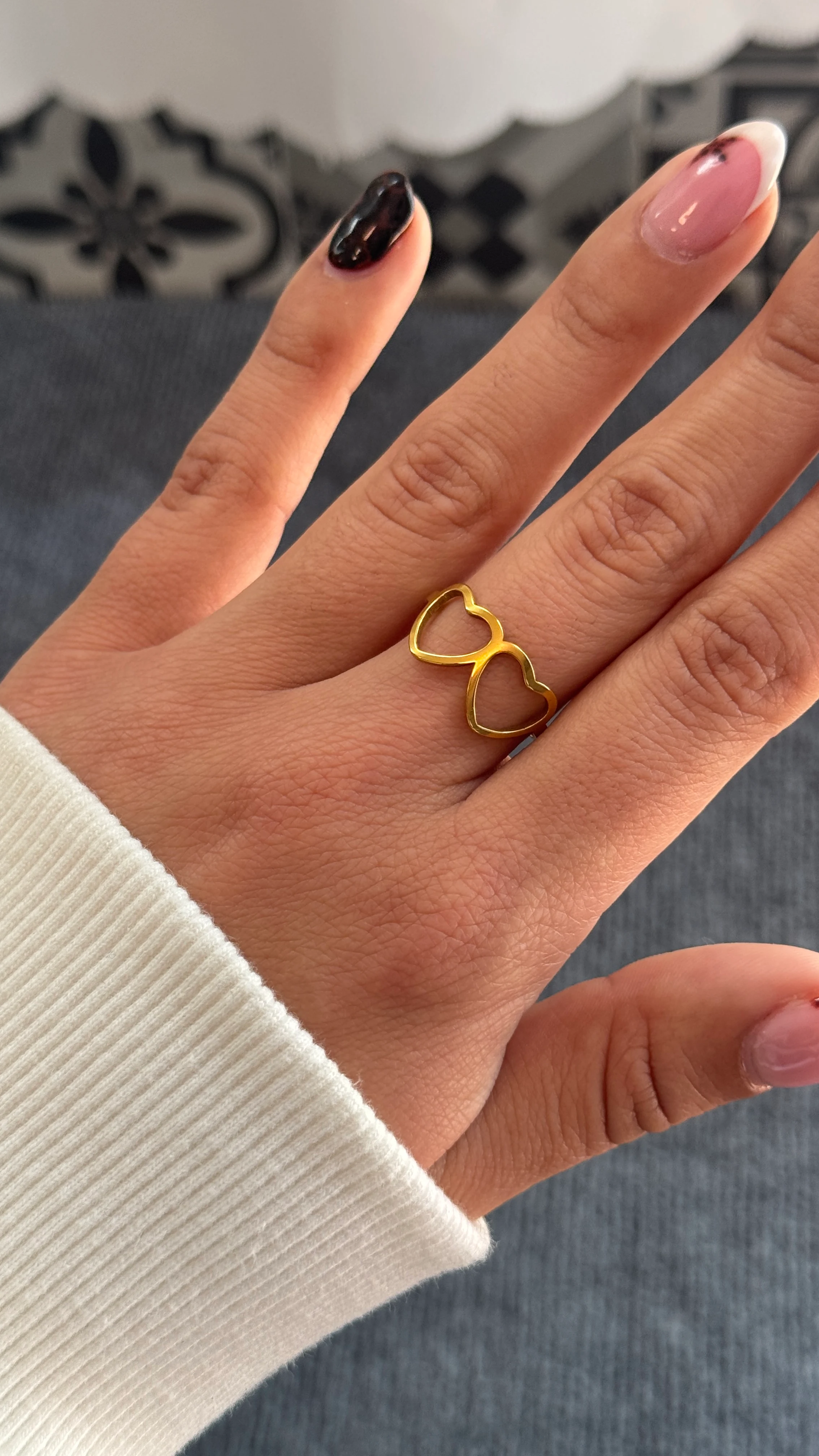 ANILLO ACERO - DOBLE CORAZÓN #015, foto 1 de 3